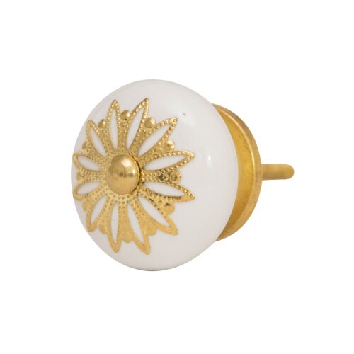 Möbelknopf edel Keramik Gold Zierkrone Knauf Türgriff Schrankknopf Mö