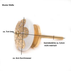 Möbelknopf edel Weiß Keramik Silber filigrane...