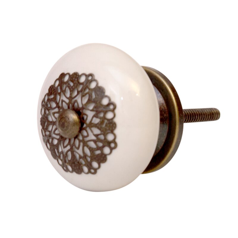 Möbelknopf edel Keramik Antik Zierkrone Knauf Türgriff Schrankknopf M