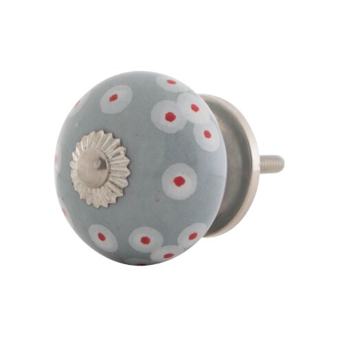 Set 8 Stück Grau Möbelknäufe mit diversen Mustern handbemalt Türgriff