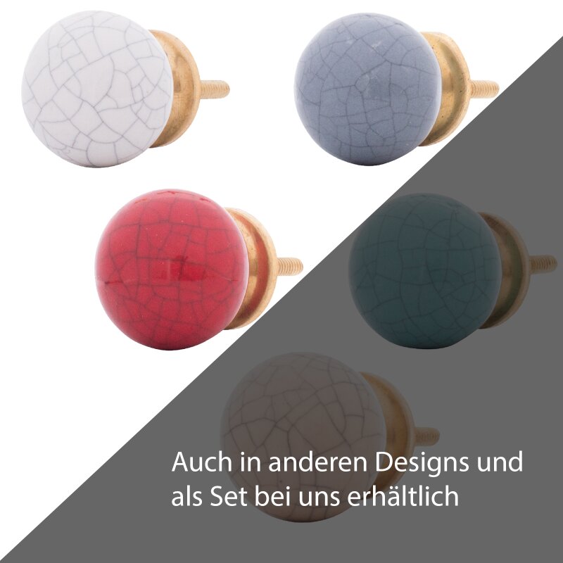 Design Weiss /& Altgold Porzellan Möbelknöpfe Möbelgriffe MöbelKnopf Knauf 8 St