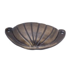 Muschelgriff Antik Bronze aus Gusseisen Streifen Ornament 9cm breit