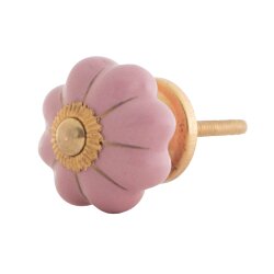 Set 10 Stück Pink Rosa Möbelknopf Kürbisform Gold-Montur Zierkrone aus Metall Möbelgriffe Knöpfe für Schränke, Kommoden und Türen