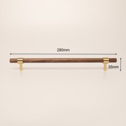 Stangengriff, Griff aus Messing und Walnussholz 28 cm