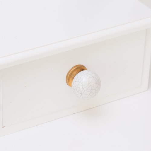 Kugelförmiger Möbelknopf Weiß geschlossen marmoriert Porzellan